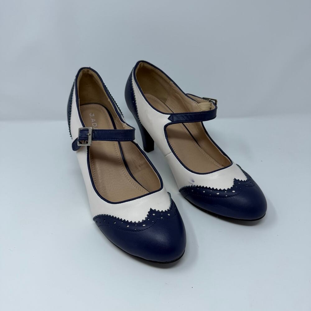 J. Adams Kym Navy Cream Mary Jane Pumps Size 8